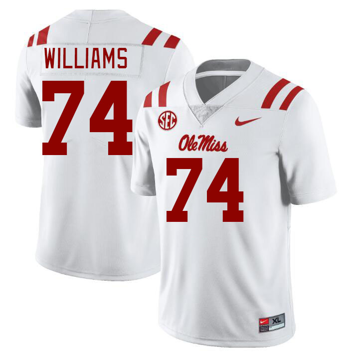 Ole Miss Rebels #74 Ben Williams College Football Jerseys Stitched Sale-White